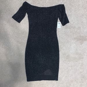 Black sparkle body con mini dress